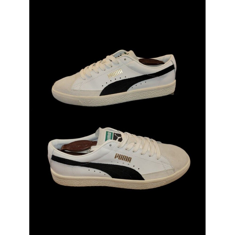 Puma Men's Basket VTG Vintage Classic White Black Basketball Sneakers